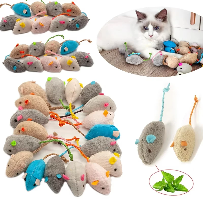 Catnip Interactive Plush Mouse - 5 قطعة ألعاب فأر القط الموت
