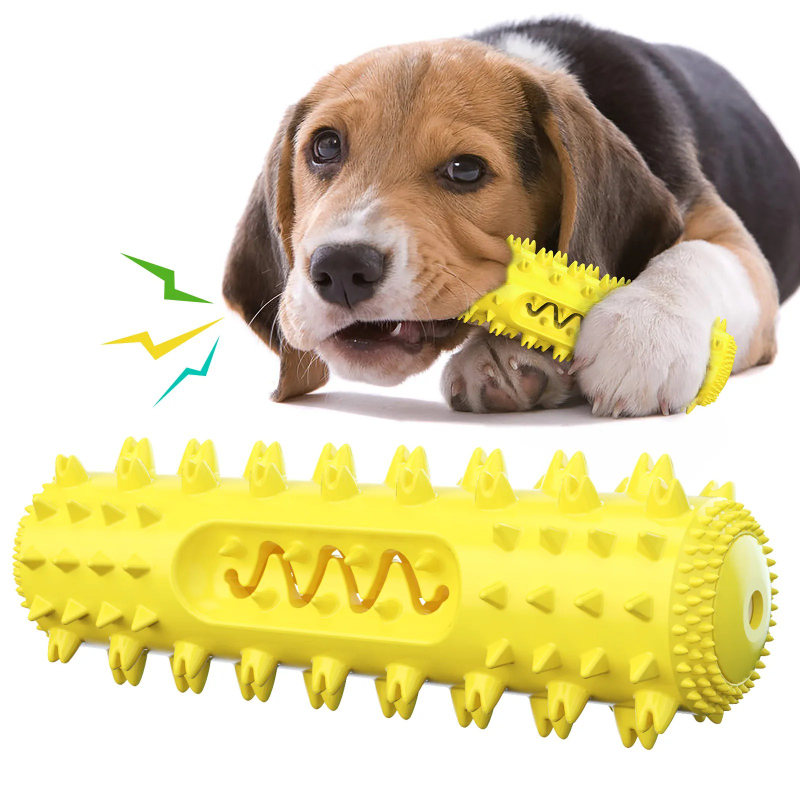 Rubber Treat Dispensing Dog Toy - لعبة مضغ للكلاب تصدر صوتًا، لتنظيف