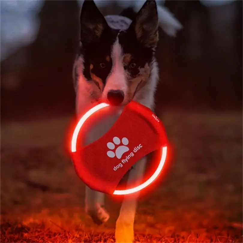Flying Disc Dog Training Toy - لعبة الكلب LED متوهجة قابلة لإعادة