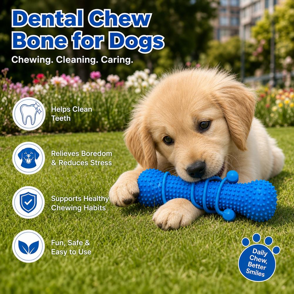 لعبة مطاطية لتنظيف أسنان الكلا - مراجعة Teeth Cleaning Dog Chew Bone وسعره