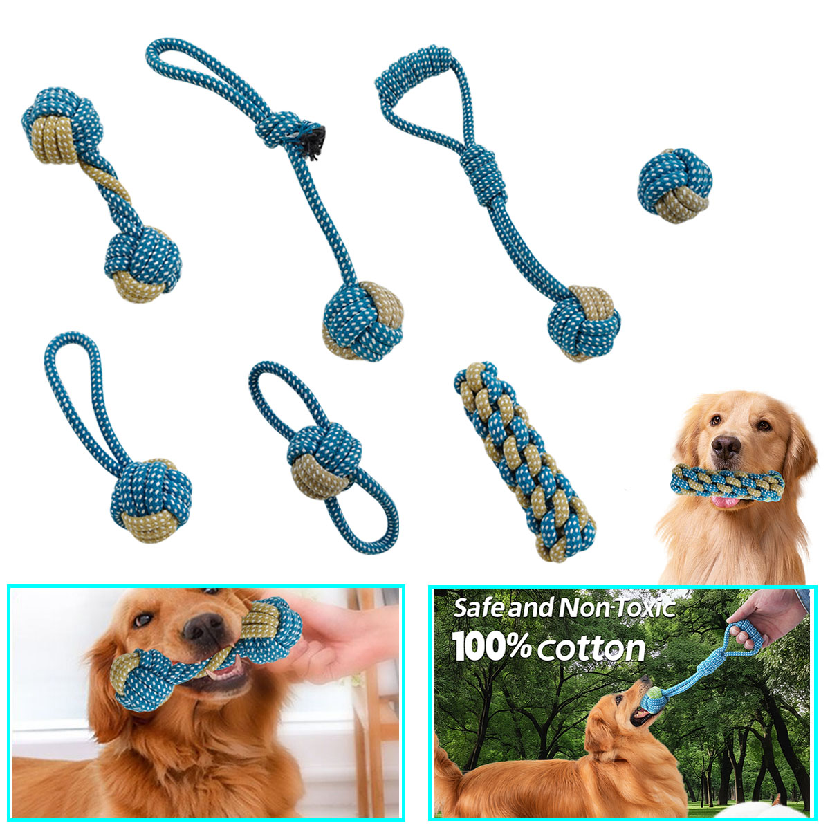 جديد 7 قطعة كلب جرو عقدة مزدوج - مراجعة Teeth Cleaning Dog Chew Bone وسعره