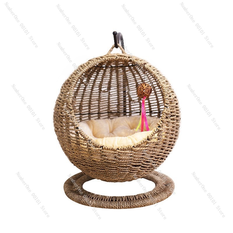 سرير قطط معلق من الروطان، دائر - مراجعة Pet Beds وسعره