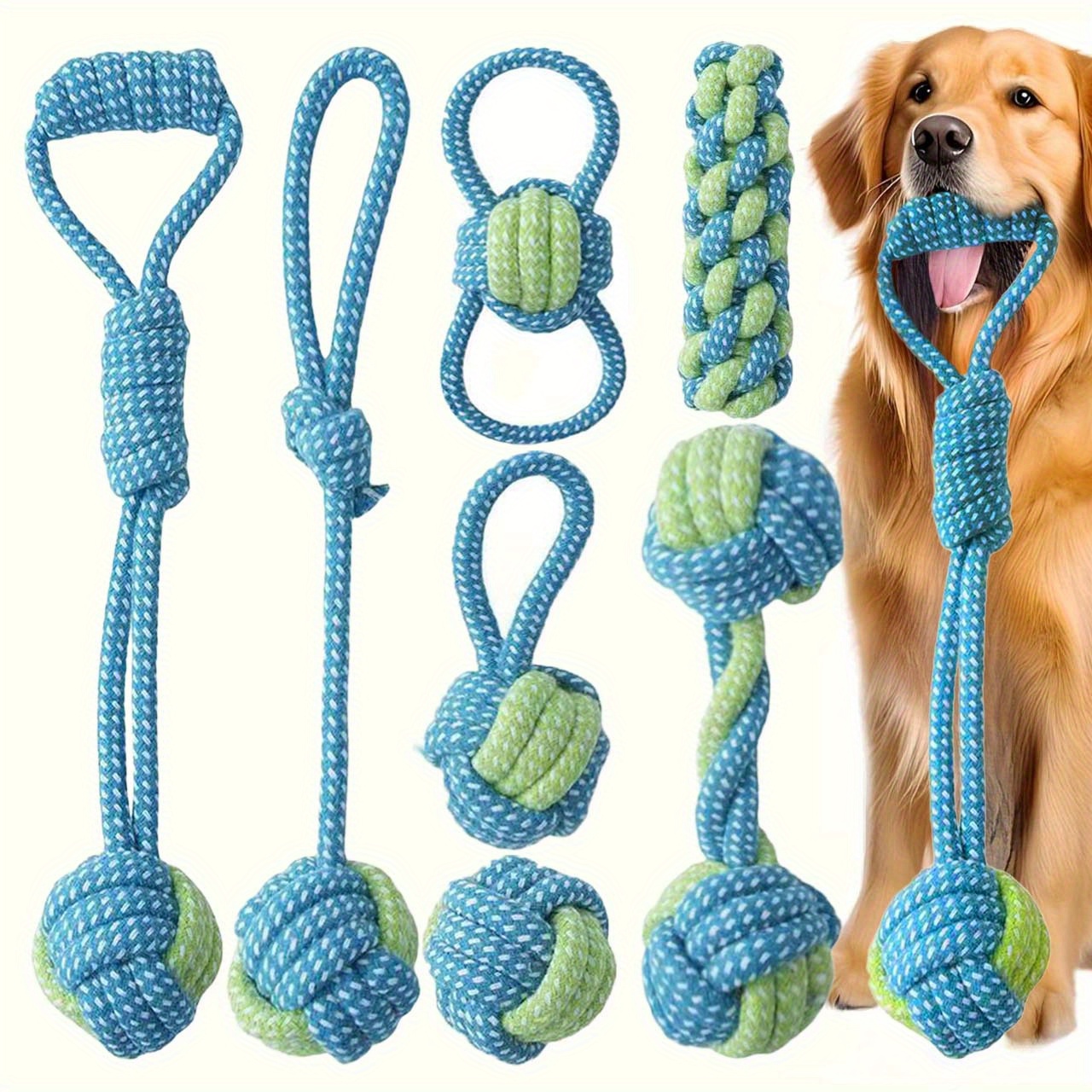 7 قطع من ألعاب العقد التفاعلية - مراجعة Dog Rope Toy Aggressive Chewers وسعره