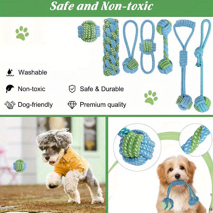 7 قطع من ألعاب العقد التفاعلية - مراجعة Dog Rope Toy Aggressive Chewers وسعره