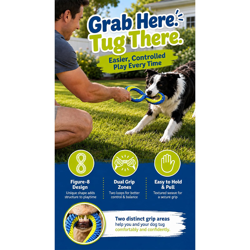 لعبة حبل متشابك متين لتنظيف أس - مراجعة Dog Rope Toy Aggressive Chewers وسعره